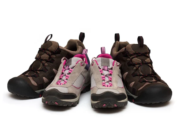 Twee paren van trekking schoenen — Stockfoto