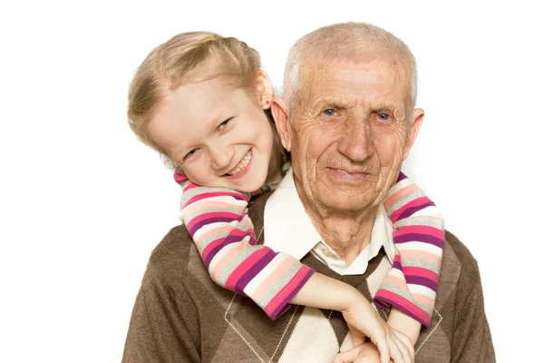 Granddaughter and grandfather — Stock Photo, Image