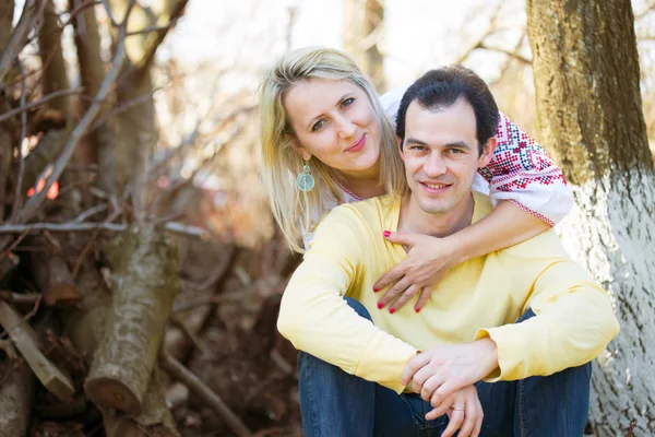 Smiling man and woman Stock Photo