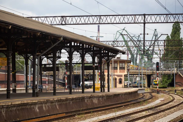 Railway station spår — Stockfoto