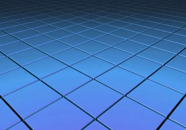 Blauwe metallic reflecterende kubussen in een rasterpatroon — Stockfoto