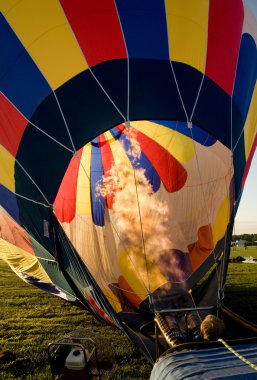 Hot air balloon being inflated in preparation for flight