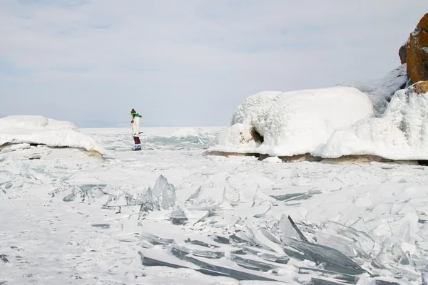 Winter Baikal. Costa rochosa de Olkhon — Fotografia de Stock