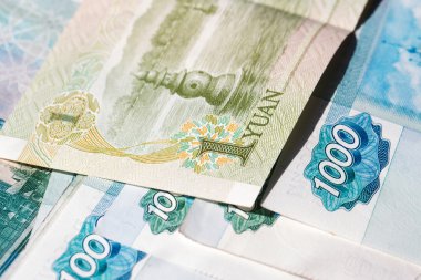 Çin para arka plan Rus ruble
