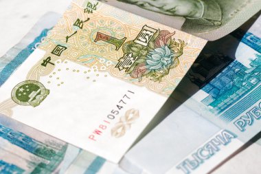 Çin para arka plan Rus ruble