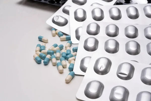 Gran Cantidad Medicamentos Píldoras Amontonan Montón — Foto de Stock