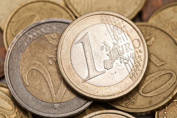 Euro coins yakın çekim — Stok fotoğraf