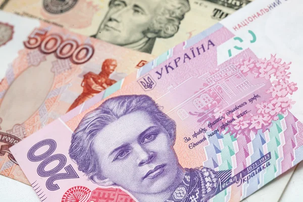 Money of Ukraine, Russia and the United States — Stock Photo, Image