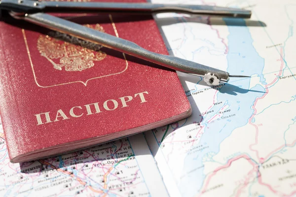 Russian passport on the map of Irkutsk region