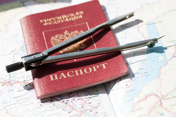 Pasaporte ruso en el mapa de Irkutsk — Foto de Stock