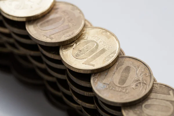 Pyramid of the coins ten rubles — Stock Photo, Image