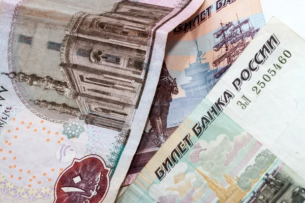 Egyptian pounds and Russian rubles close-up — Stock Photo, Image