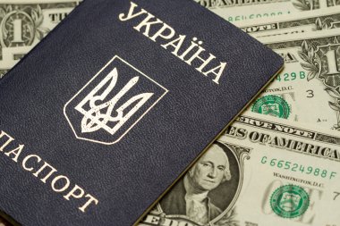 Ukraynalı pasaport Ukrayna bayrağı arka üzerinde