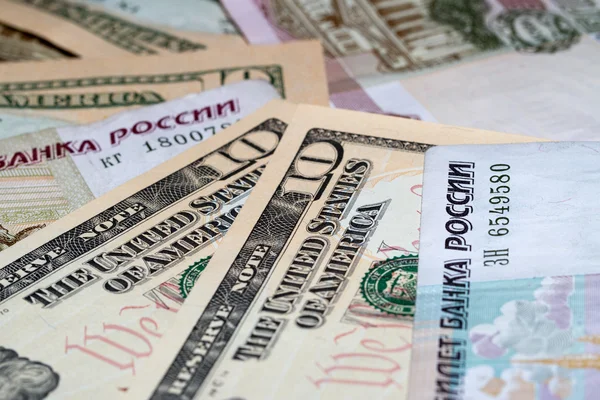 Russian and American money — Stock Photo, Image