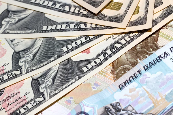 Rubles and dollars — Stock Photo, Image