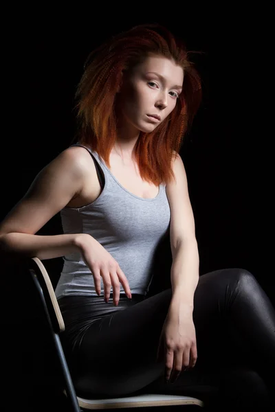 Studio portrait of red-haired young girl — Stock Photo, Image