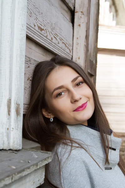 Young girl in the ancient town — Stock Photo, Image