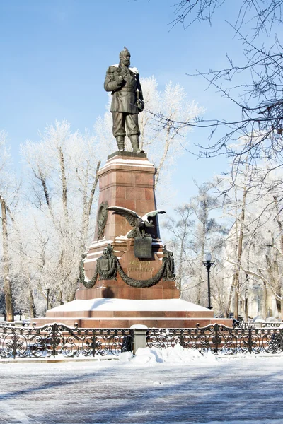 Monument to the Russian tsar Alexander III in Irkutsk — Stock Photo, Image