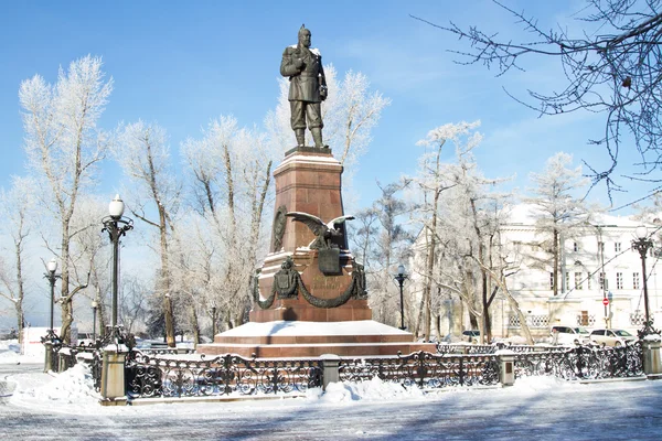 Monument aan de Russische tsaar Alexander Iii in Irkoetsk Rechtenvrije Stockfoto's