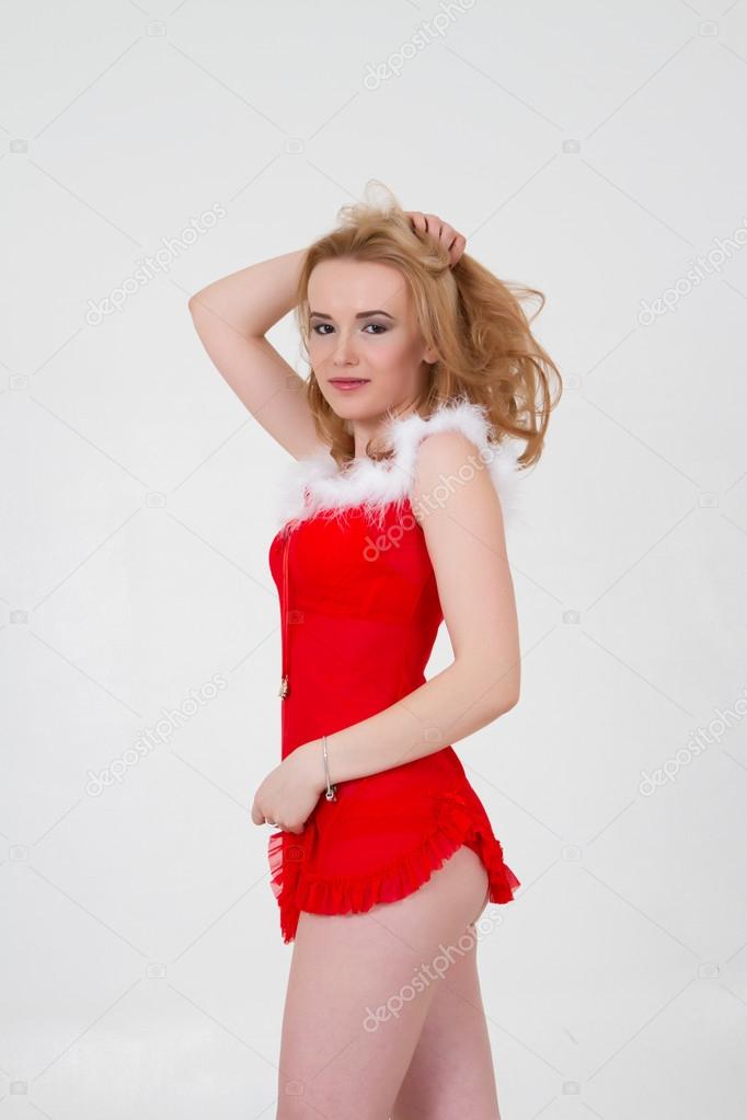 Young Girl In A Short Red Negligee Stock Photo C Momsirk 95228620 depositphotos