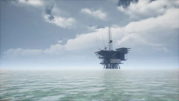 Large Pacific Ocean offshore oil rig drilling platform