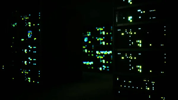 Clean industrial interior of a data server room with servers