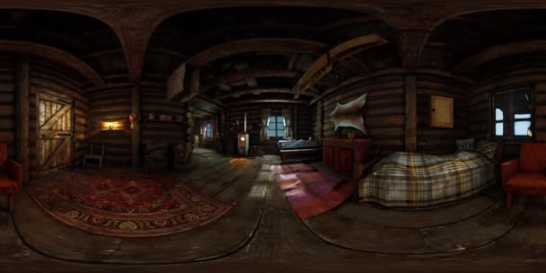 VR360 view of old log home interior — Stock Footage VR360 view of old log home interior Stock Video