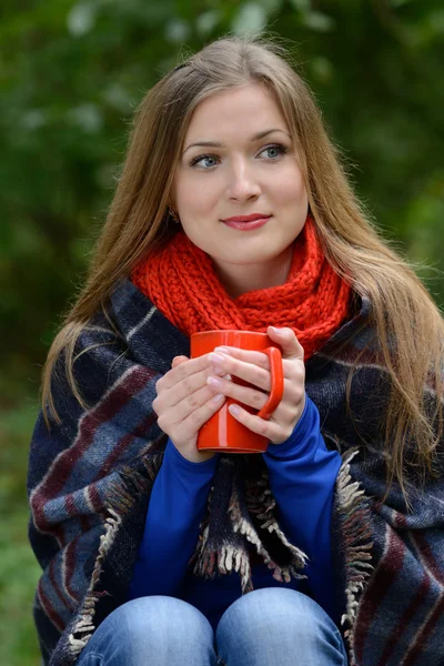 Femme qui tient la tasse de thé dans les mains Photos De Stock Libres De Droits