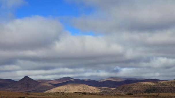 Zeitraffer Der Wolken Über Den Bergen Und Grasland Mountain Zebra — Stockvideo