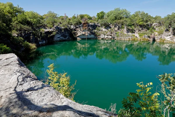 Vue Panoramique Lac Otjikoto Lac Gouffre Permanent Près Tsumeb Dans — Photo