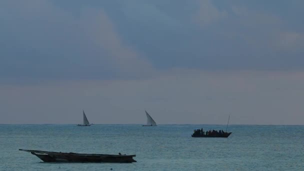 Zanzibar dhows la răsăritul soarelui — Videoclip de stoc