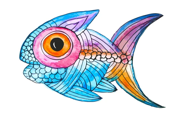 Pesce Funky disegnato a mano — Vettoriale Stock