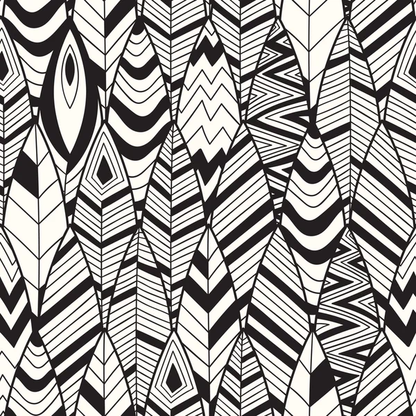 Seamless mönster med doodle fjädrar — Stock vektor