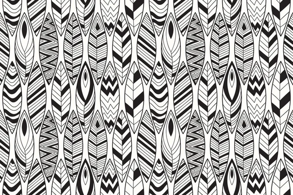 Seamless Pattern with Doodle Feathers — Stock Vector