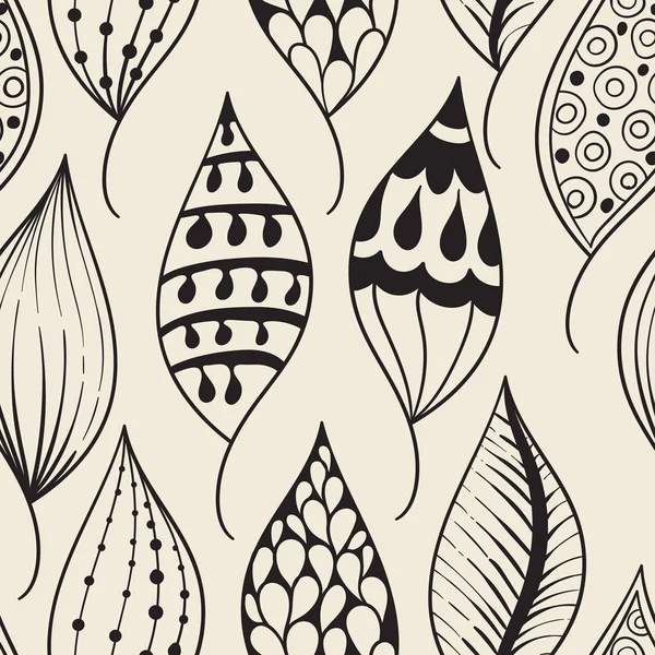 낙서 잎 원활한 패턴 — 스톡 벡터