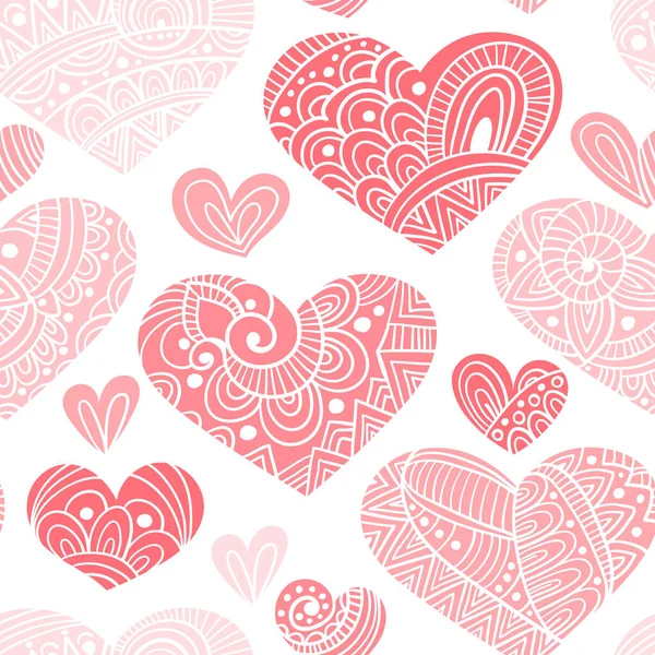 Vector Valentijnsdag Achtergrond Naadloos Patroon Met Harten — Stockvector