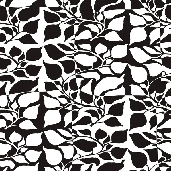 Fondo Pantalla Digital Floral Blanco Negro Sin Costura Vectorial — Vector de stock
