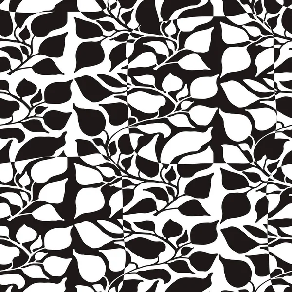 Vector Sem Costura Preto Branco Floral Digital Wallpaper — Vetor de Stock