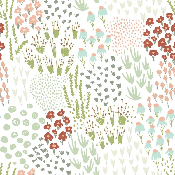 ベクトルシームレスな花柄 手描き花 — ストックベクタ