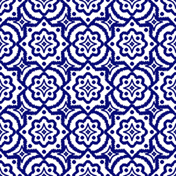 Vector Ikat Seamless Pattern Ethnic Background Japanese Style Textile Design — Vetor de Stock