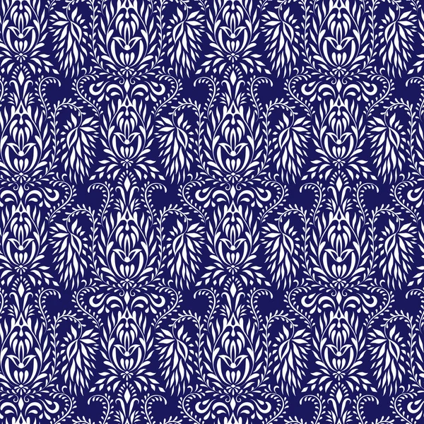 Vector Floral Seamless Oriental Pattern Sur Fond Bleu Origine Ethnique — Image vectorielle