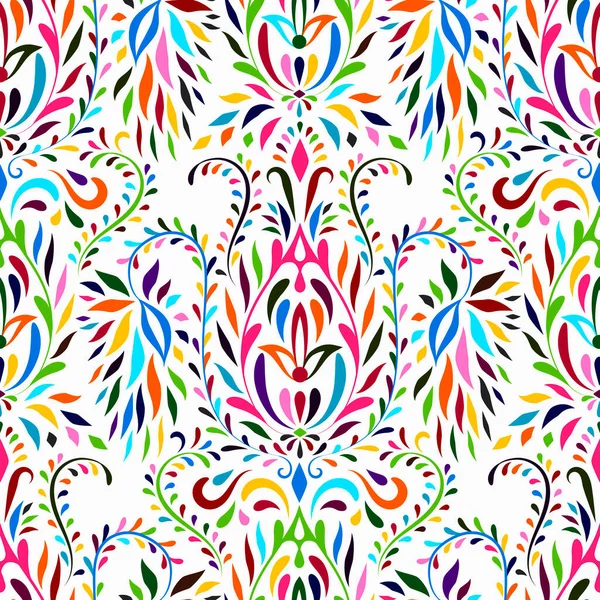 Vector Otomi Mexican Floral Seamless Oriental Pattern Fundamento Étnico — Archivo Imágenes Vectoriales