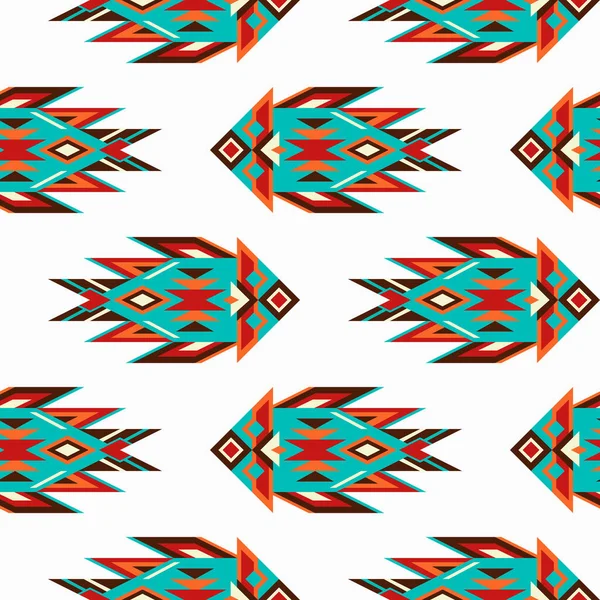 Vector Seamless Mexican Background Geometric Fish Етнічний Зразок — стоковий вектор