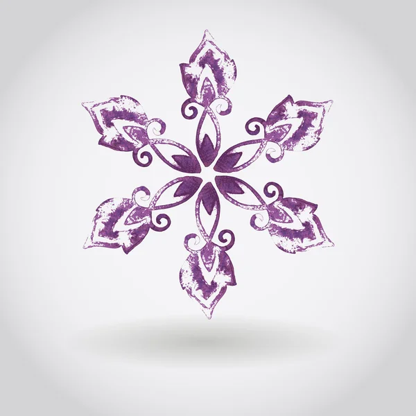 Fiocco di neve acquerello viola — Vettoriale Stock