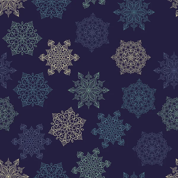 Seamless Pattern with white snowflakes — Stock Vector