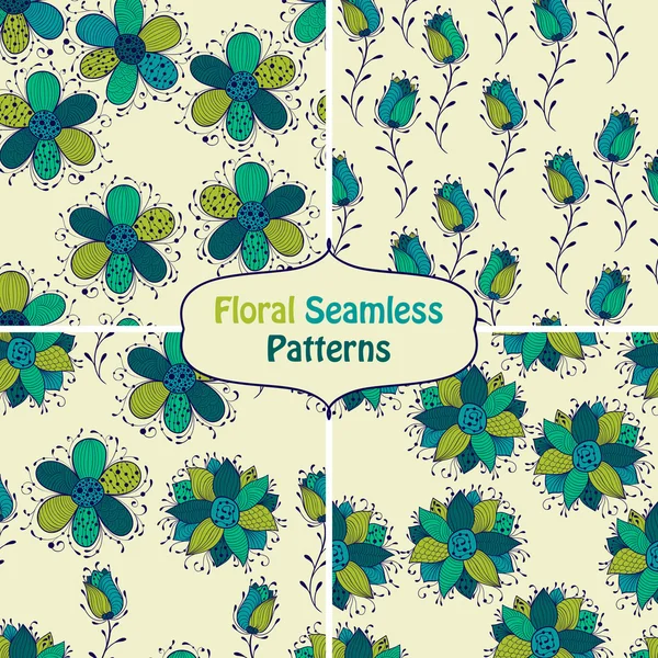 Seamless Floral  Patterns — Stock Vector