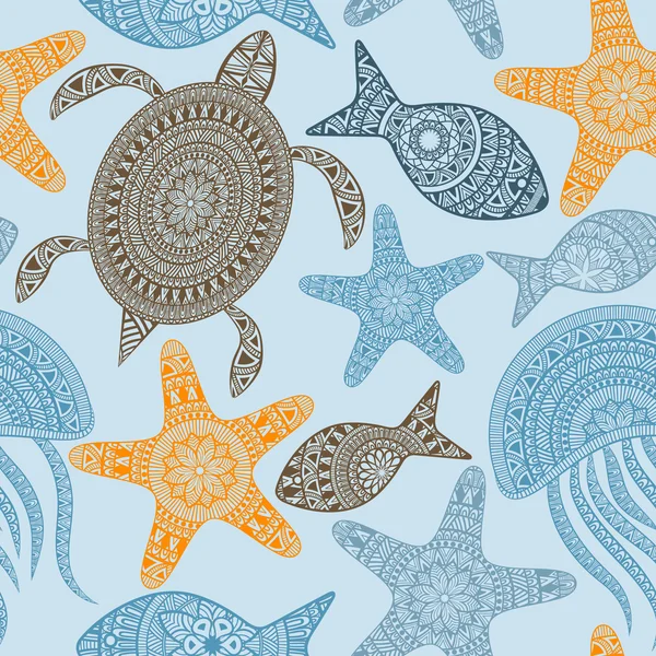 Seamless Pattern with turtles — Stock Vector