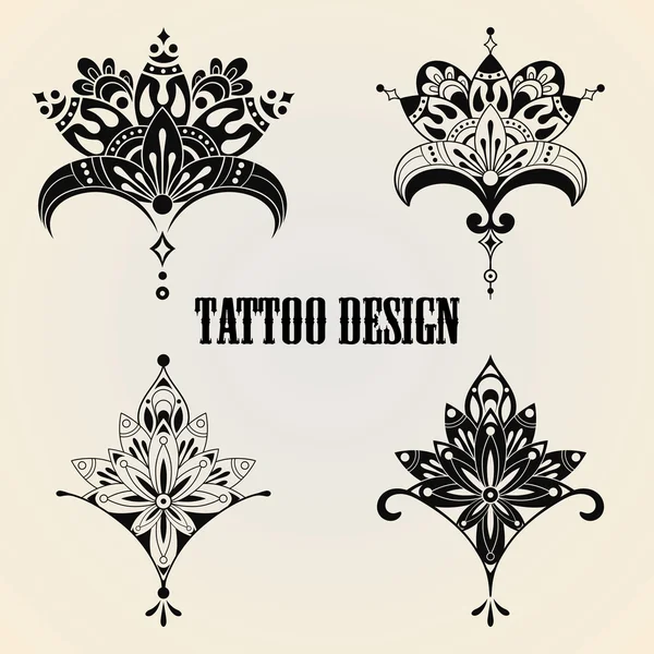 Elementos de design de tatuagem — Vetor de Stock