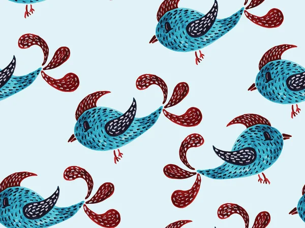 Бесшовный рисунок с птицами — стоковый вектор