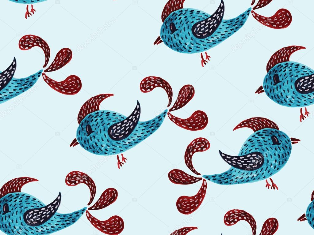 Seamless Pattern with Birds